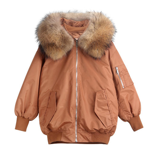 【特价断码 不退不换】 金蘑菇菇  M码 焦糖色毛领棉衣/棉服外套 无毛领！ 商品图4