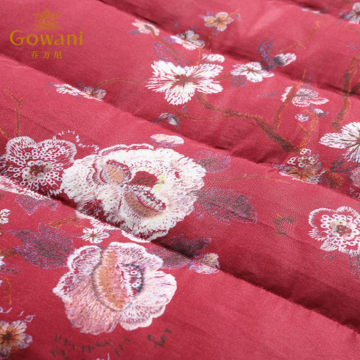 乔万尼羽绒服女复古名族风红色印花宽松立领保暖过膝长款EB4T087 商品图3