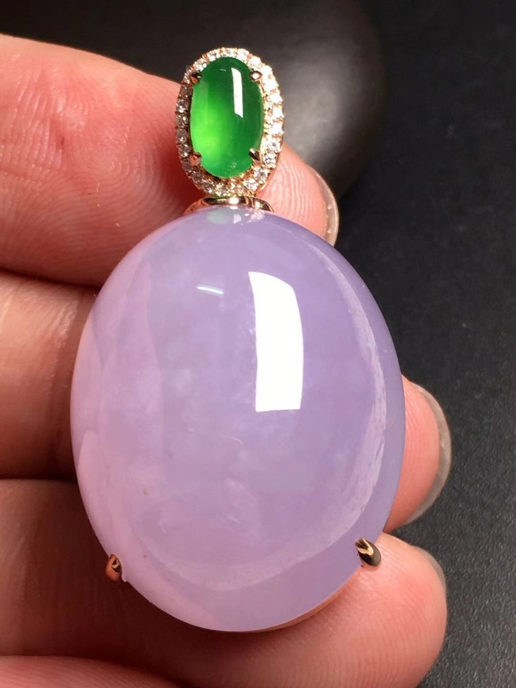 12683翡翠紫罗兰蛋面吊坠