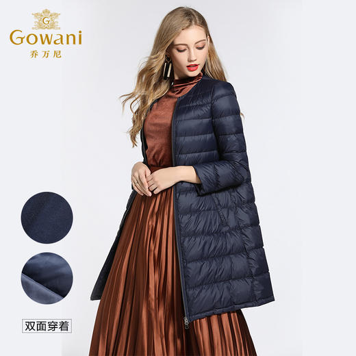 乔万尼冬季两面穿收腰保暖大毛领派克羽绒服中长款EB4T052 商品图1