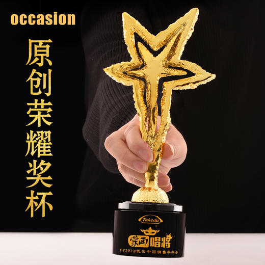 盛典 五角星奖杯定制 奖杯定制创意奖品 个性枫叶纪念品 树脂定制 商品图3