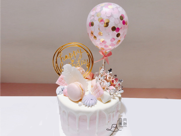 princess 公主粉色气球生日蛋糕