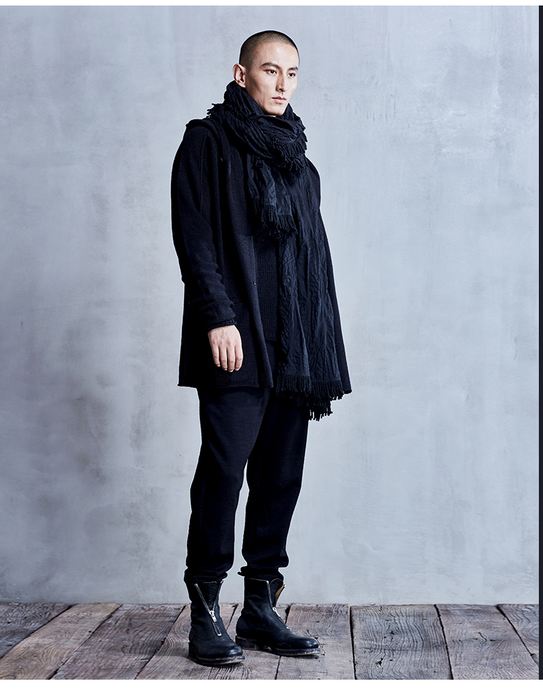 北纬三十度男装2018秋冬新款中长款外套针织衫男连帽原创设计