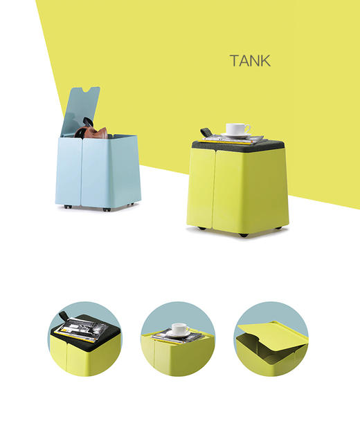 TANK茶几 多功能储物柜 移动置物台 时尚座墩 商品图0