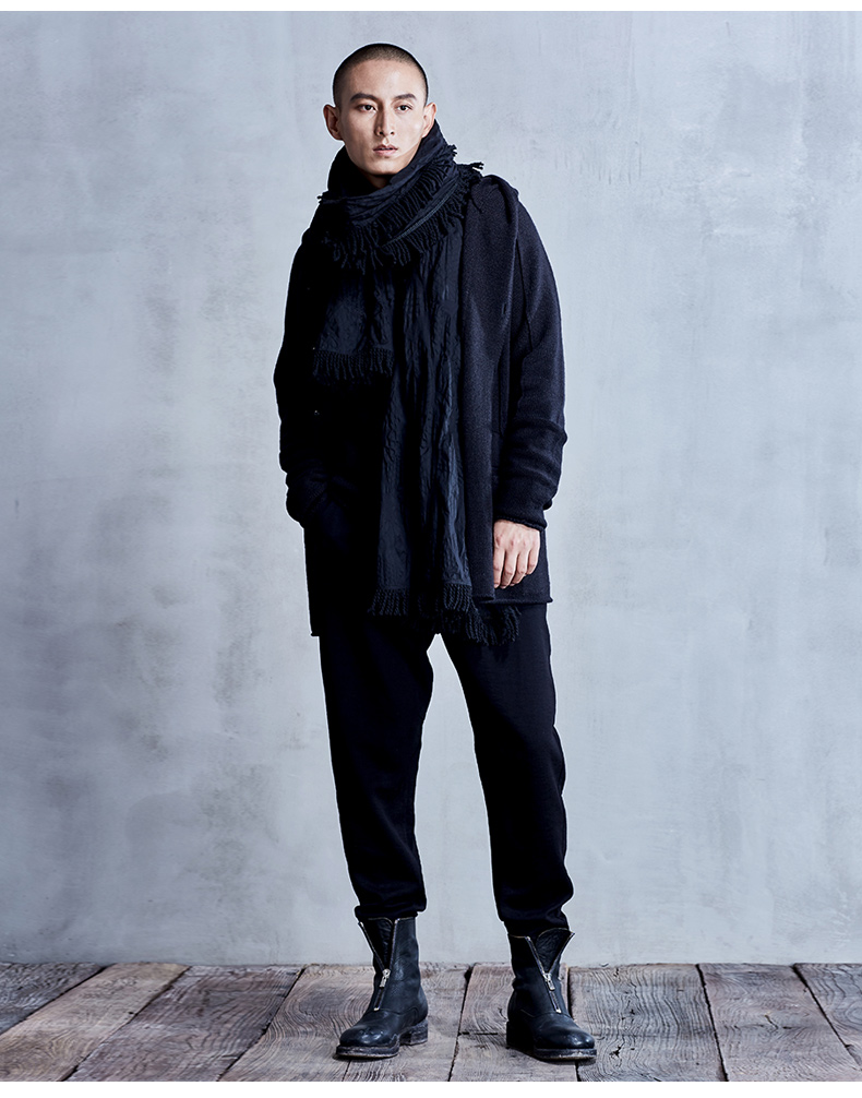 北纬三十度男装2018秋冬新款中长款外套针织衫男连帽原创设计