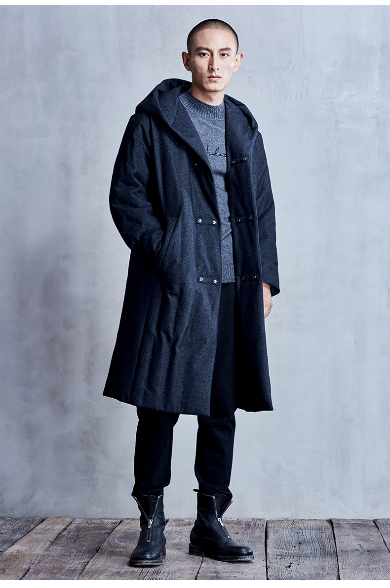 北纬三十度男装羽绒服男新款中长款外套修身保暖连帽羽绒服