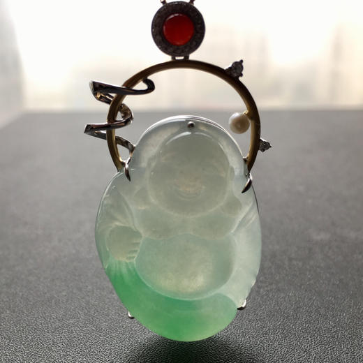 糯冰种阳绿翡翠弥勒佛布袋佛 商品图8