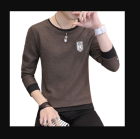 【卫衣男】秋季男式长袖t恤新款韩版圆领休闲卫衣男修身打底衣男装潮