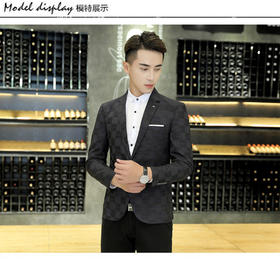 【服饰鞋包】春秋新款男式休闲西装韩版修身格子西服男士西装外套