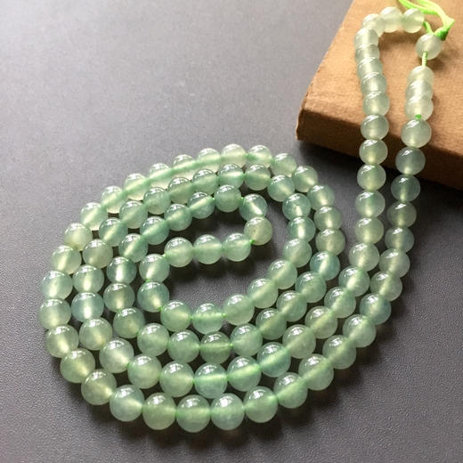 冰种淡晴水翡翠108珠串 商品图0