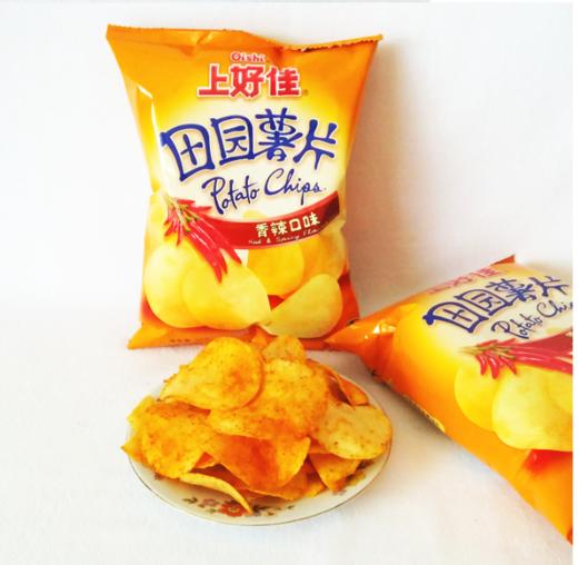上好佳田园薯片香辣口味50g袋