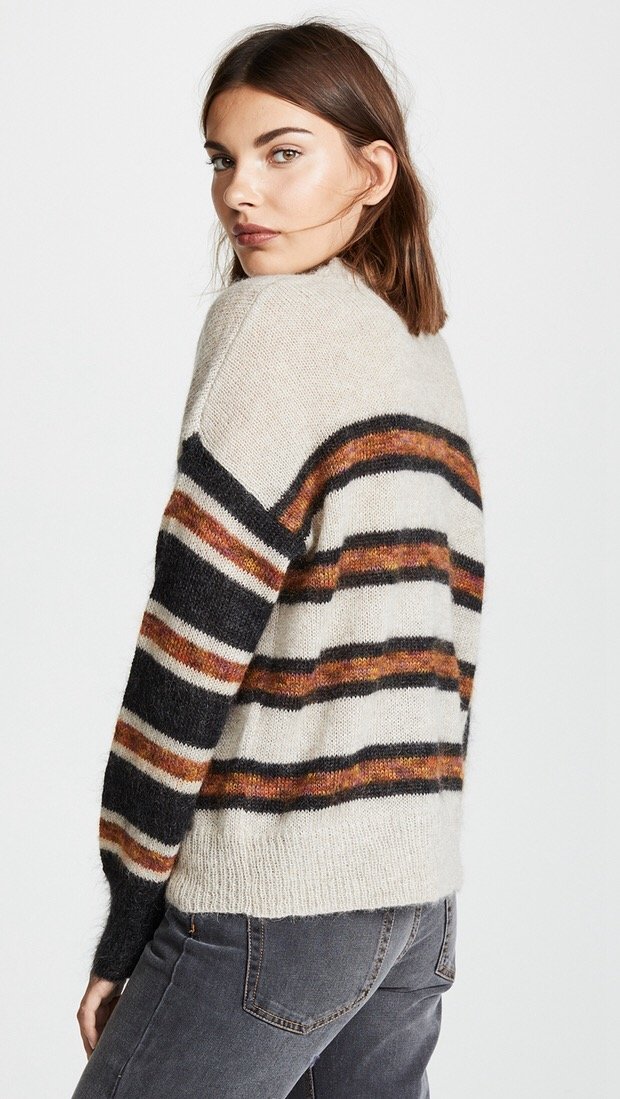 18年秋冬新款isabel m russel 条纹马海毛羊毛混纺毛衣 - 墨素moso