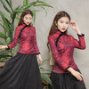 F  NQ6152秋冬加厚红色旗袍上衣妈妈装复古修身加高档兔毛棉唐装上衣 商品缩略图0