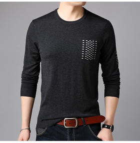 【服饰鞋包】秋季新款男士长袖T恤针织潮流打底衫青年薄款毛衣男圆领纯色