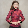 F  NQ6152秋冬加厚红色旗袍上衣妈妈装复古修身加高档兔毛棉唐装上衣 商品缩略图3