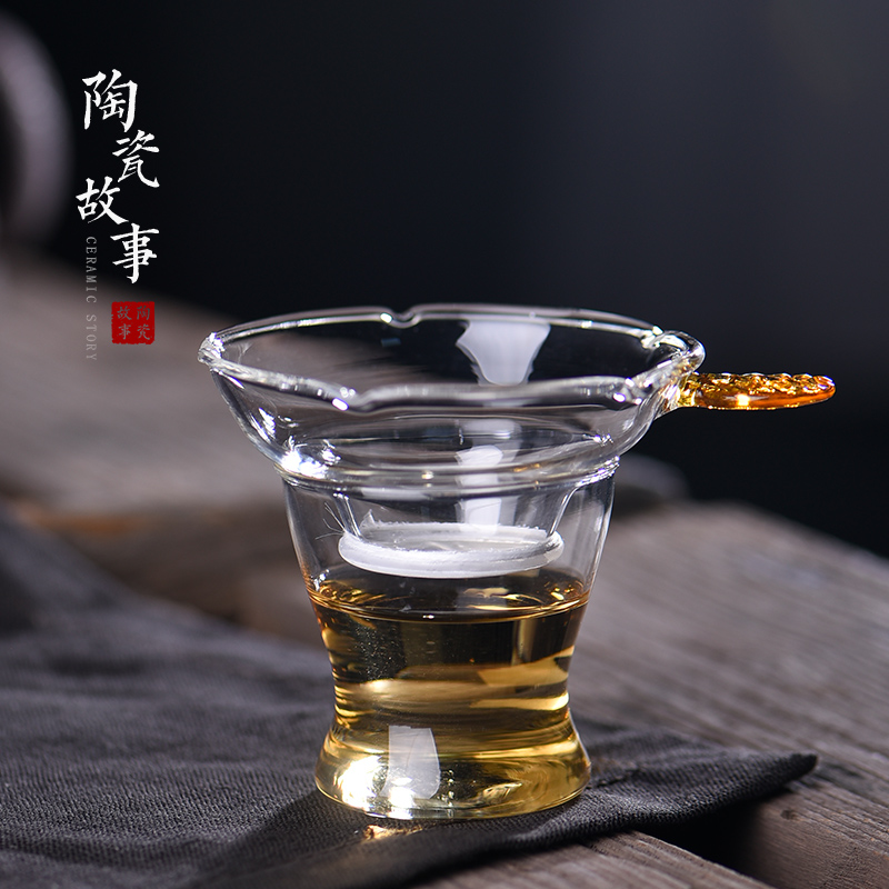 茶道配件-茶漏-玻璃茶漏小号/吉祥茶漏2款（带底座）