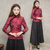 F  NQ6152秋冬加厚红色旗袍上衣妈妈装复古修身加高档兔毛棉唐装上衣 商品缩略图1