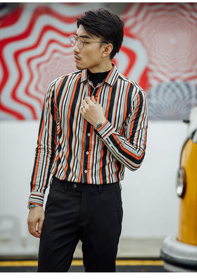 【服饰鞋包】秋冬新款男士长袖衬衫青年韩版百搭条纹男式休闲商务棉衬衣