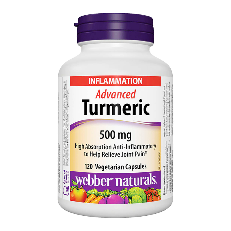 Webber TURMERIC姜黄素抗氧化缓解炎症告别关节痛护肝 500mg 120粒/瓶（Webber Naturals Advanced Turmeric 120 Capsules）温哥华直邮