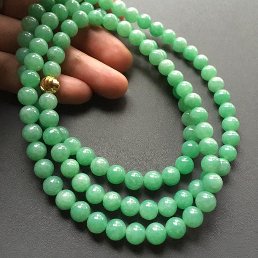糯种阳绿翡翠珠串108珠