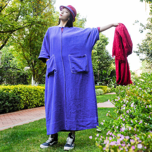 普渡手工双色长袍裙 商品图3