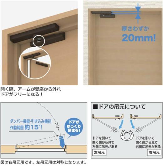 Japan进口LAMP室内平开门阻尼器LDD-S白色阻尼回拉自动隐藏闭门器 商品图4