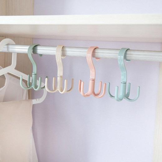 【收纳神器 四只装】日式简约360度可旋转挂钩 节约空间多功能包包皮带帽子鞋四角挂钩 商品图5