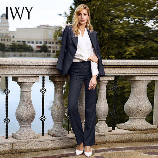 IWY/藏青色西服套装女时尚干练西服两件套修身显瘦名媛工作服CP8310藏青 商品图1