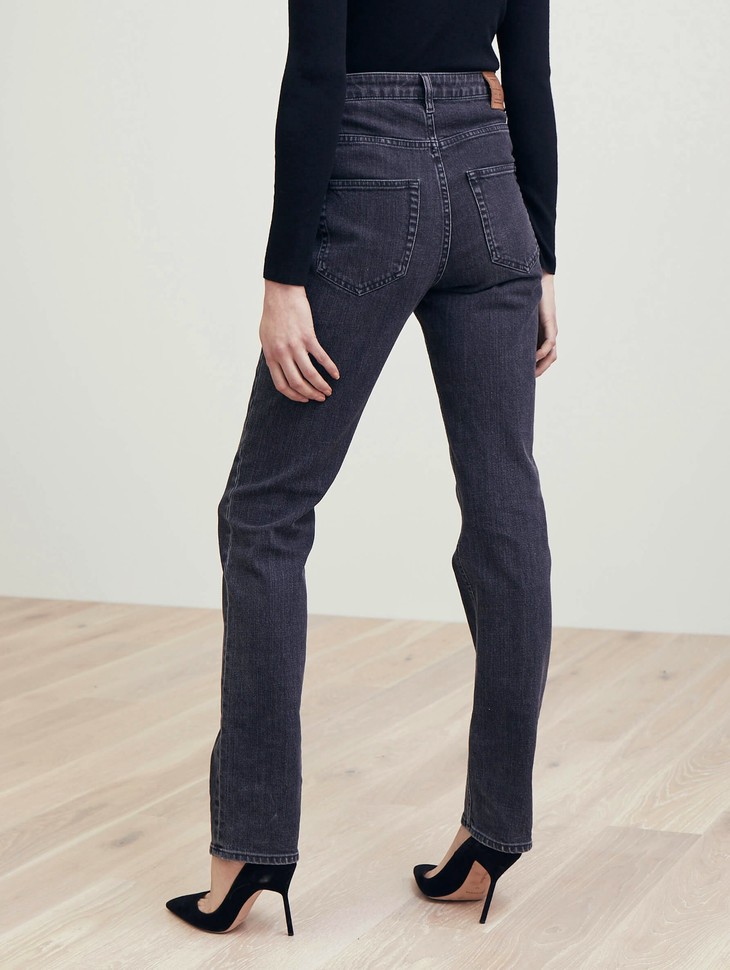 toteme深灰色standard高腰直筒牛仔裤