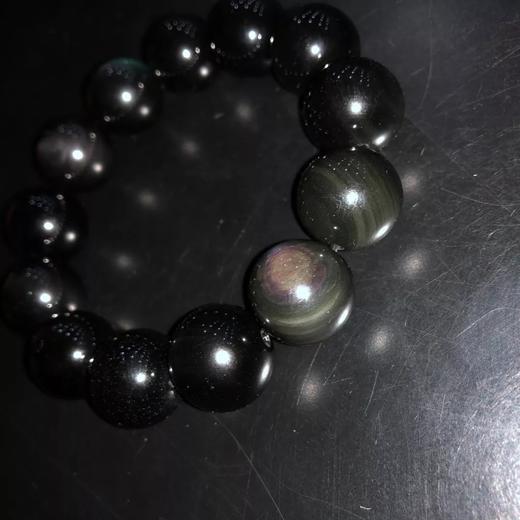 天然双彩虹黑曜石"猫眼"男女手链!非常稀有的珍品