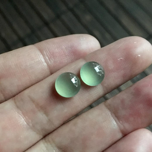 高冰种晴水翡翠蛋面一对 商品图7