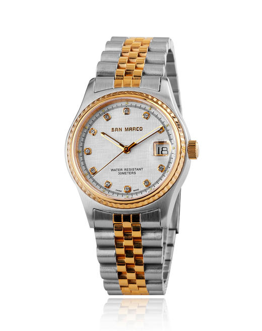 sanmarco圣马可间金全自动机械背透商务男表原装全自动单历机械机芯间