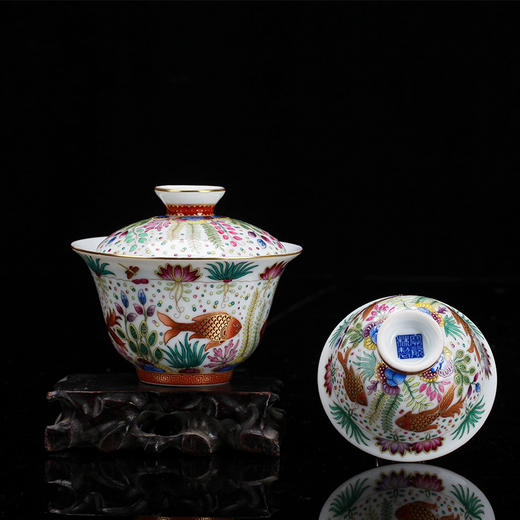 珐琅彩鱼藻纹吉祥杯6头、10头茶具 商品图1