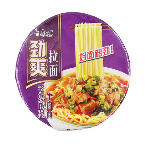 康师傅劲爽老坛酸菜牛肉面107g/桶