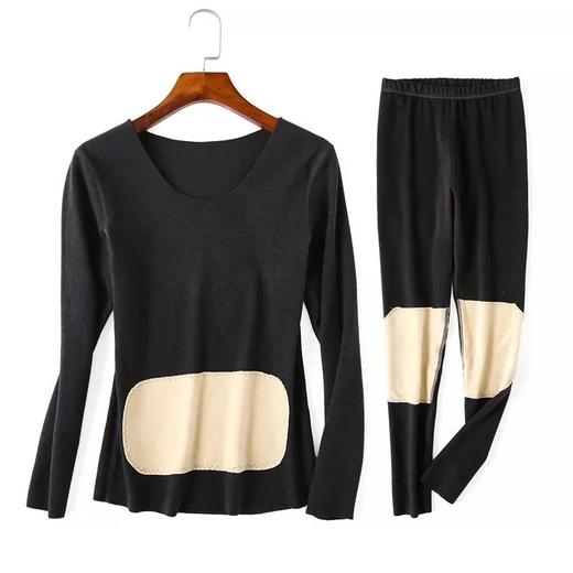 Always奥薇姿 德绒无痕发热蚕丝贴片女士保暖内衣套装 黑色/粉色【积分兑换】 商品图2