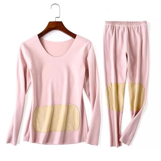 Always奥薇姿 德绒无痕发热蚕丝贴片女士保暖内衣套装 黑色/粉色【积分兑换】 商品图1