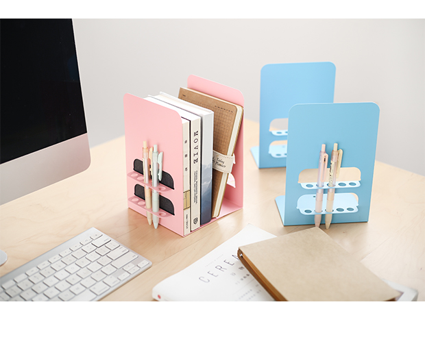 三年二班高中生简易桌上办公桌面2片装书立插笔式创意l型书立架