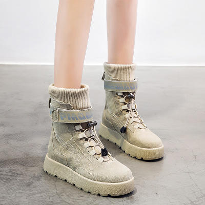 【雪地靴女】冬季户外平底中筒雪地靴保暖女靴厚底松糕底女棉靴一脚蹬鞋子 商品图7
