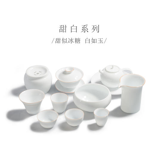 甜白白瓷盖碗茶具景德镇陶瓷茶碗三才盖碗茶杯家用小泡茶碗三炮台 商品图4