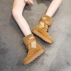 【雪地靴女】冬季户外平底中筒雪地靴保暖女靴厚底松糕底女棉靴一脚蹬鞋子