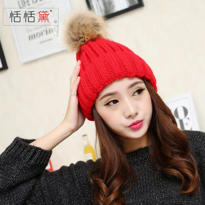 【针织帽女】韩版女帽单色冬季针织帽子 商品图2