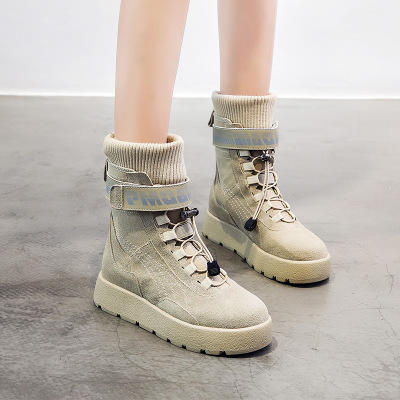 【雪地靴女】冬季户外平底中筒雪地靴保暖女靴厚底松糕底女棉靴一脚蹬鞋子 商品图3