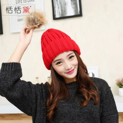 【针织帽女】韩版女帽单色冬季针织帽子 商品图1