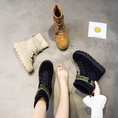 【雪地靴女】冬季户外平底中筒雪地靴保暖女靴厚底松糕底女棉靴一脚蹬鞋子 商品图4