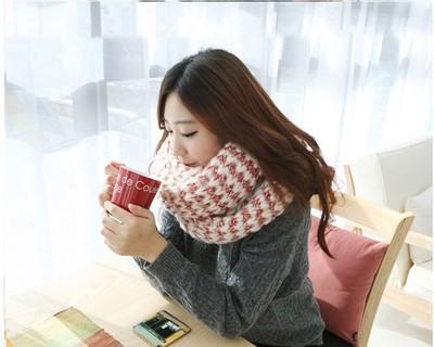 【女士围巾】韩版针织围巾女 西米露学生新款粗毛线围脖加长拼色 商品图2