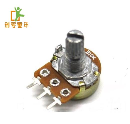 3脚单联/碳膜电位器 B10K 柄长15mm 音响/功放 可调电阻 商品图0