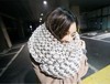 【女士围巾】韩版针织围巾女 西米露学生新款粗毛线围脖加长拼色 商品缩略图0