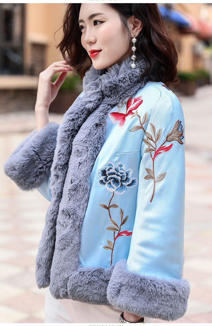 og99119如懿传民族风秋冬外套老年妈妈款高贵刺绣棉衣唐装棉袄