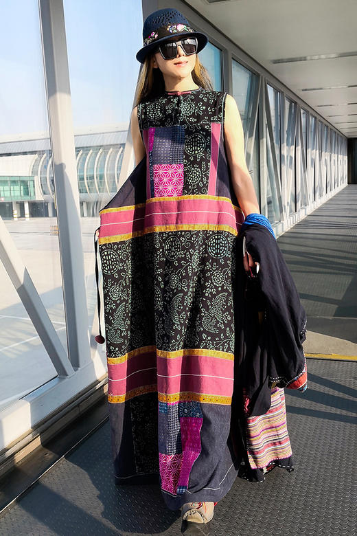 人间烟火印花拼接连衣裙 | 杨丽萍老师同款| 现货加急发 商品图4