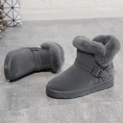 【短靴】。新款冬季加绒加厚保暖休闲纯雪地靴低帮女鞋 商品图2